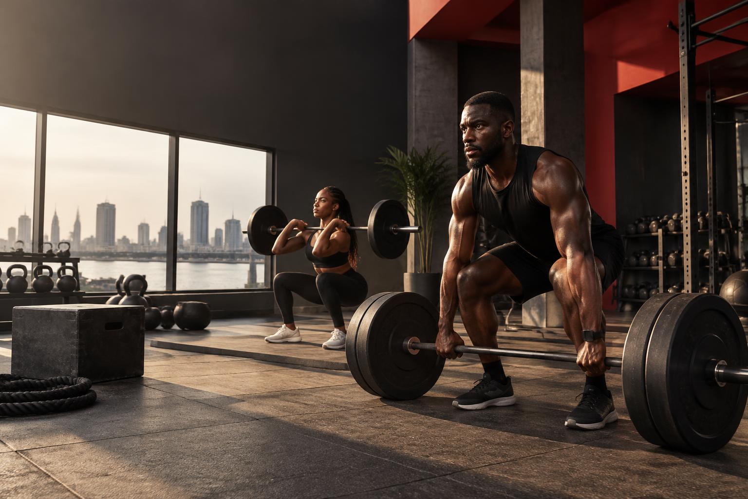 Illustrative strength-training scene